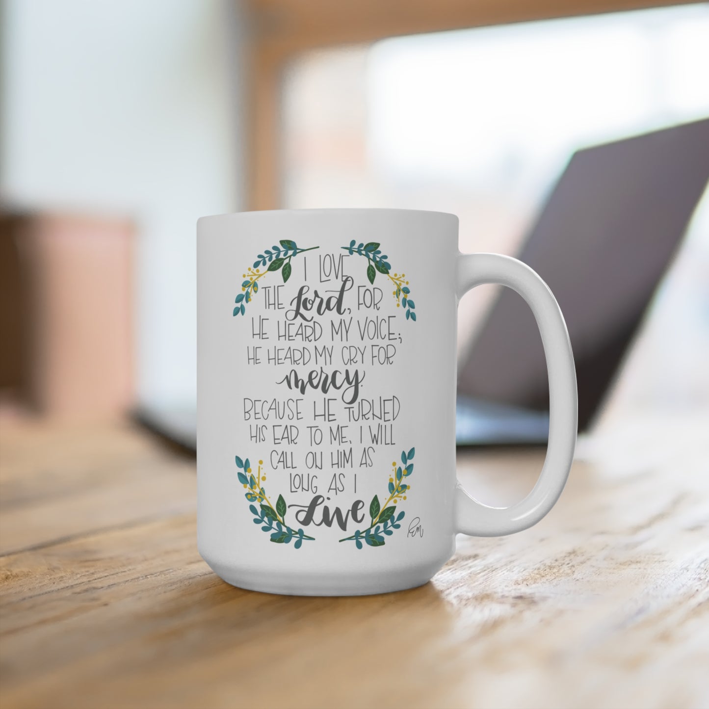 CERAMIC MUG | "He Heard My Voice" featuring art by Emily (15 oz.)